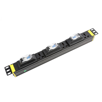 1U 3 way Cabinet PDU with 3P air circuit breaker 250V, 10A Universal