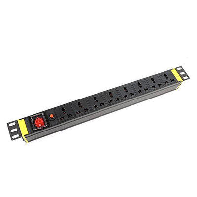 1U Thickness 8 Way Output Cabinet PDU with Overload Protection and Switch for Data Centers