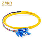 PVC Jacket Fiber Optic Cable SC UPC 12 Fibers FOPT G.652.D Single Mode Bunch