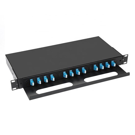 fiber optic patch panel 12 LC duplex fiber splicing patch panel kit with cable management pigtails adapters splice trays