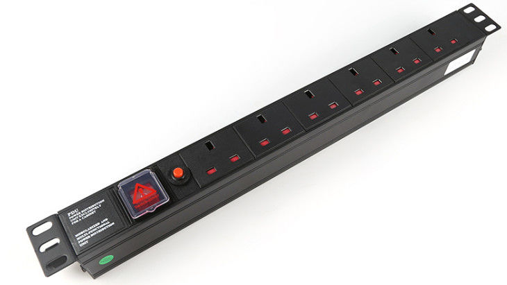 1U Thickness 6 Way Cabinet PDU with Overload Protection and Switch for Data Centers