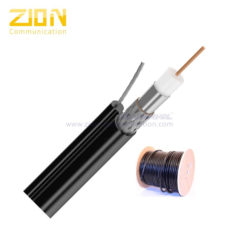 Outdoor Non-Plenum RG6 Coaxial Cable 18 AWG CCS CM Rated PVC Steel Messenger