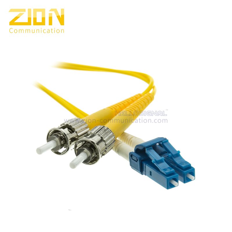 3.0mm PVC Jacket ST to LC Duplex Singlemode Fiber Optic Patch Cord in Yellow