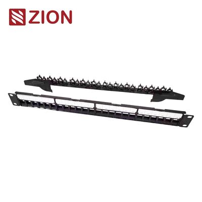 1U 24 Ports Shielded Blank Patch Panel With Folding Cable Manager